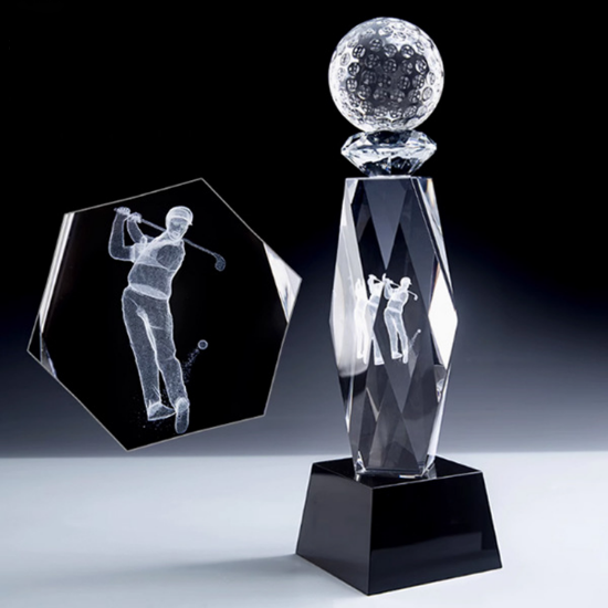 Picture of 12" Golfer Swing Carving Crystal Trophy